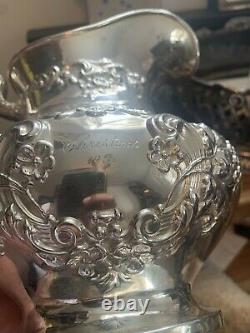 Gorham Sterling Silver Pitcher Floral Scroll #990 Mono 3.5 Pint
