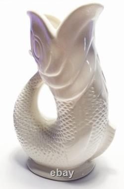 Gourde en porcelaine blanche en forme de poisson à gargouiller - Capacité de 50 onces / 1,5 litre