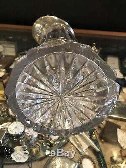 Grand Antique Cannelée Cristal Et Sterling Pichet 10,75 X 4,75