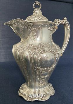 Grand Lidded Gorham Sterling Silver Chantilly Water Pitcher 1906