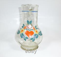 Grand Pichet avec Peinture Émaillée de Vers 1900 Cruche d'Eau Cruche de Fermier