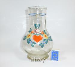 Grand Pichet avec Peinture Émaillée de Vers 1900 Cruche d'Eau Cruche de Fermier