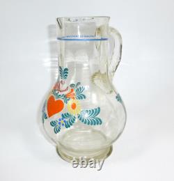 Grand Pichet avec Peinture Émaillée de Vers 1900 Cruche d'Eau Cruche de Fermier