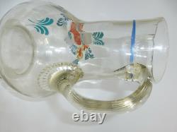 Grand Pichet avec Peinture Émaillée de Vers 1900 Cruche d'Eau Cruche de Fermier