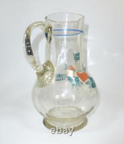 Grand Pichet avec Peinture Émaillée de Vers 1900 Cruche d'Eau Cruche de Fermier
