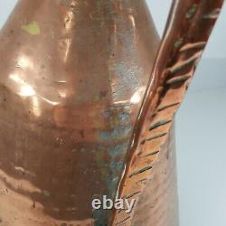 Grande Cruche Rustique Antique D’eau De Cuivre / Pichet 50cm De Haut
