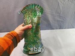 Grande cruche à eau Milady en verre de carnaval vert de Fenton