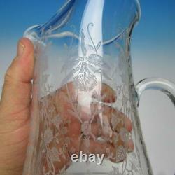 Heisey Glass Orchid Etch Water Jug Pitcher Tankard Ice Lip 93⁄4 Pouces