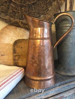 Incroyablement grand pichet en cuivre français Broc Body / Cruche à eau Pièce rare ancienne