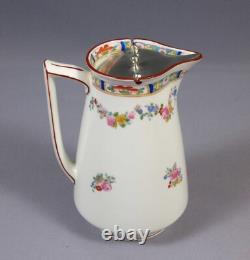 JUG PITCHER EN LAIT D'EAU ANTIQUE MINTON ROSE RARE ANGLETERRE A4807 AVEC COUVERCLE EN MÉTAL