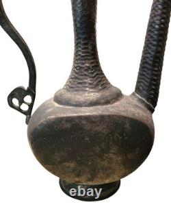 Jarre à eau antique persane du Moyen-Orient en cuivre étain JH11