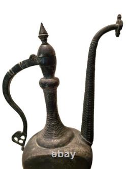 Jarre à eau antique persane du Moyen-Orient en cuivre étain JH11