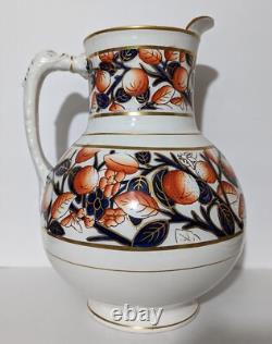 Jarre à eau en Imari anglais antique, bleu cobalt et oranges, fin des années 1800, Angleterre