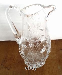 Jarre à eau en cristal taillée ABP antique avec motif floral 8