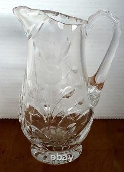 Jarre à eau en cristal taillée ABP antique avec motif floral 8