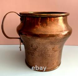 Jarre à eau en cuivre antique du 19e siècle avec joint en queue d'aronde martelé