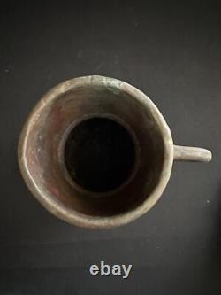 Jarre à eau en cuivre forgé patiné vintage grande 14 avec poignée artisanale martelée