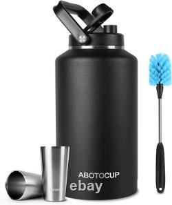 Jarre d'eau de 2 gallons avec large ouverture, bouteille d'eau isolée de 256 oz garde au frais 24 h & Ho