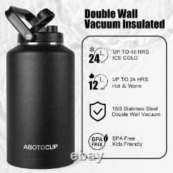 Jarre d'eau de 2 gallons avec large ouverture, bouteille d'eau isolée de 256 oz garde au frais 24 h & Ho