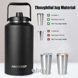 Jarre d'eau de 2 gallons avec large ouverture, bouteille d'eau isolée de 256 oz garde au frais 24 h & Ho