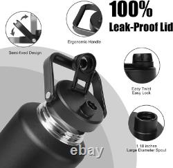 Jarre d'eau de 2 gallons avec large ouverture, bouteille d'eau isolée de 256 oz garde au frais 24 h & Ho