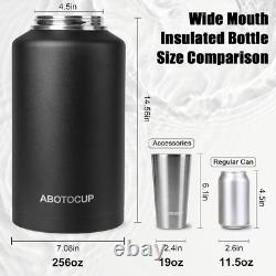 Jarre d'eau de 2 gallons avec large ouverture, bouteille d'eau isolée de 256 oz garde au frais 24 h & Ho