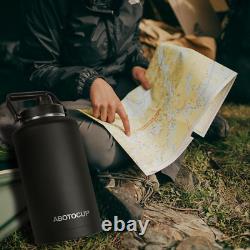 Jarre d'eau de 2 gallons avec large ouverture, bouteille d'eau isolée de 256 oz garde au frais 24 h & Ho