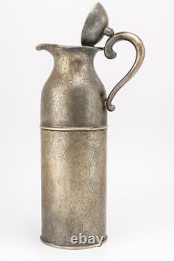 Jarre en argent sterling antique vers 1850 pichet gravé à la main 1096g