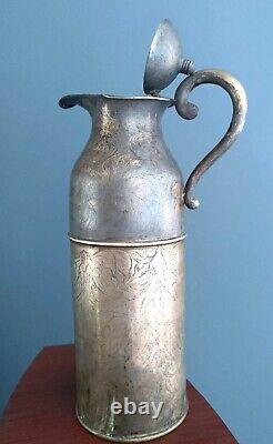 Jarre en argent sterling antique vers 1850 pichet gravé à la main 1096g