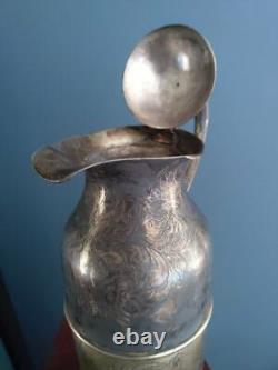 Jarre en argent sterling antique vers 1850 pichet gravé à la main 1096g