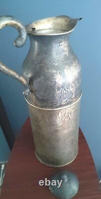 Jarre en argent sterling antique vers 1850 pichet gravé à la main 1096g