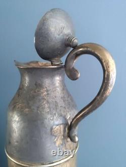 Jarre en argent sterling antique vers 1850 pichet gravé à la main 1096g