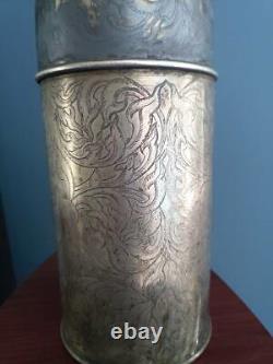Jarre en argent sterling antique vers 1850 pichet gravé à la main 1096g