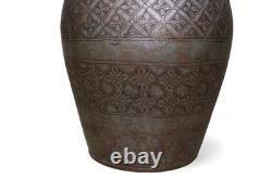 Jarre en cuivre gravée islamique antique 19ème siècle Afghanistan 25M