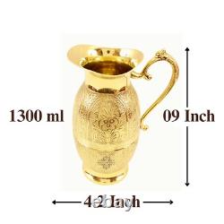 Jarre en laiton Shahi designer pour le stockage et le service d'eau 1300 ML Pack de 1