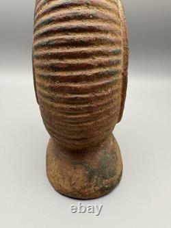 Jarre en terre cuite lourde avec anse, pichet rustique décor usé, brun, 10,5 pouces