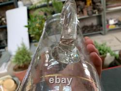 Jarre en verre clair gravée à motif en plomb vintage rare, pichet de cuisine