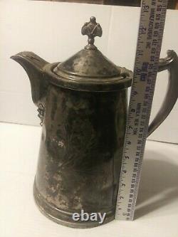 Jas. Stimpson Silver Plated Ice Water Pitcher Ceramic Liner 1854 Victorien