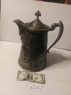Jas. Stimpson Silver Plated Ice Water Pitcher Ceramic Liner 1854 Victorien