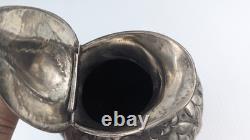 Jug à eau ou à vin en argent étamé anglais orné victorien avec poignée en bois SB&M A1