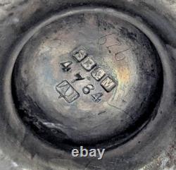 Jug à eau ou à vin en argent étamé anglais orné victorien avec poignée en bois SB&M A1