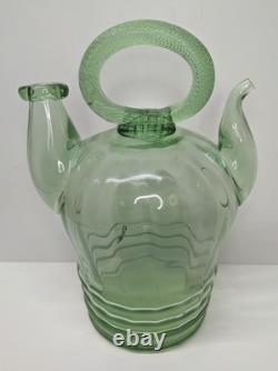 LIRE Ancien Verre Vert Récipient Communal d'Eau Bénite Cantir Cruche Pichet