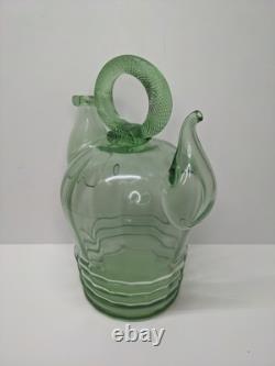 LIRE Ancien Verre Vert Récipient Communal d'Eau Bénite Cantir Cruche Pichet