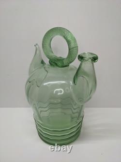 LIRE Ancien Verre Vert Récipient Communal d'Eau Bénite Cantir Cruche Pichet
