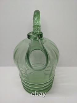 LIRE Ancien Verre Vert Récipient Communal d'Eau Bénite Cantir Cruche Pichet