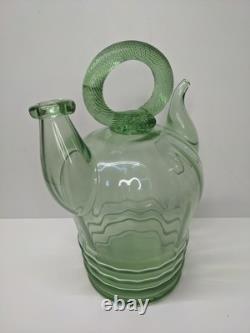 LIRE Ancien Verre Vert Récipient Communal d'Eau Bénite Cantir Cruche Pichet