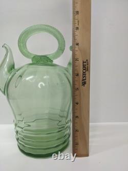LIRE Ancien Verre Vert Récipient Communal d'Eau Bénite Cantir Cruche Pichet