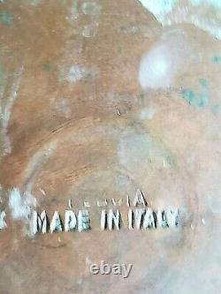 Lampe de cruche à eau en cuivre martelé et en bronze antique avec abat-jour fabriquée en Italie