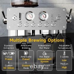 Machine à espresso HANROSE avec broyeur, machine à espresso 20 bars en acier inoxydable