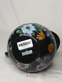 Nouveau Pichet à Eau Jus en Émail Noir Motif Marché aux Fleurs Mackenzie Childs